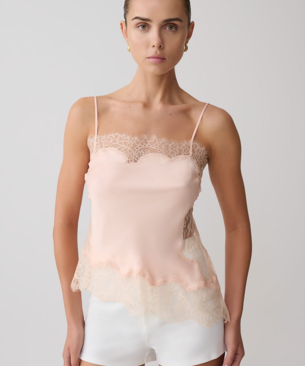 Miriam Satin & Lace Camisole - Peach