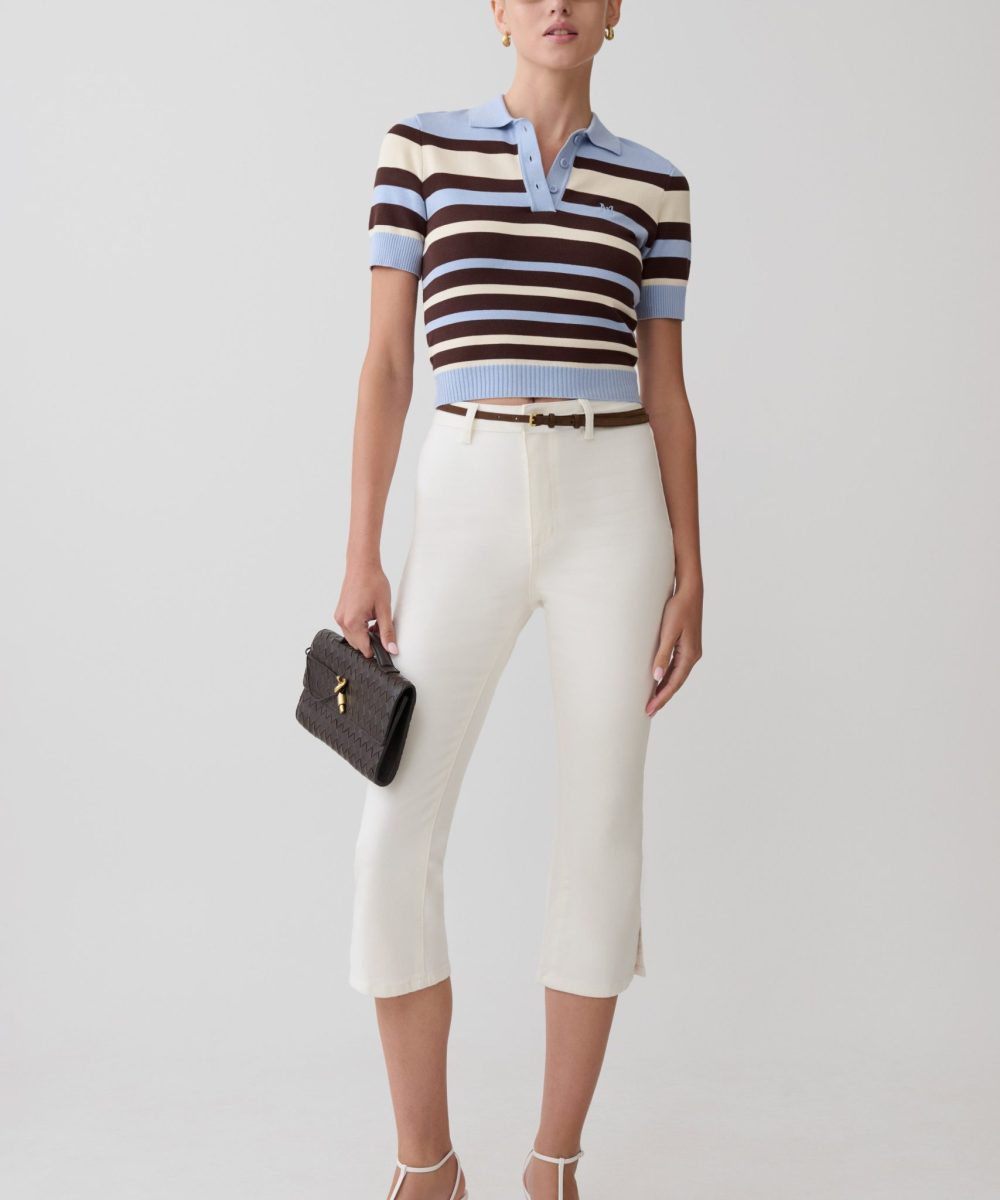 Mary Denim Capris - White