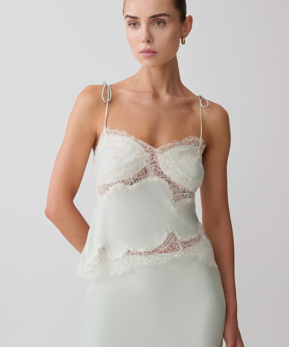 Nina Satin And Lace Camisole - Sage