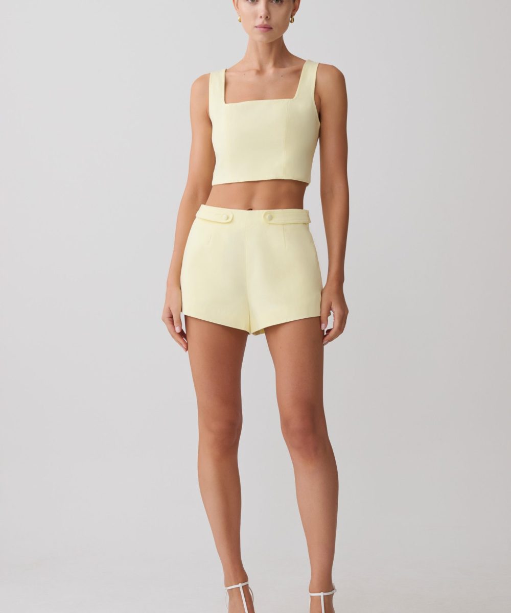 Josephine Cotton Shorts With Waistbands - Lemon