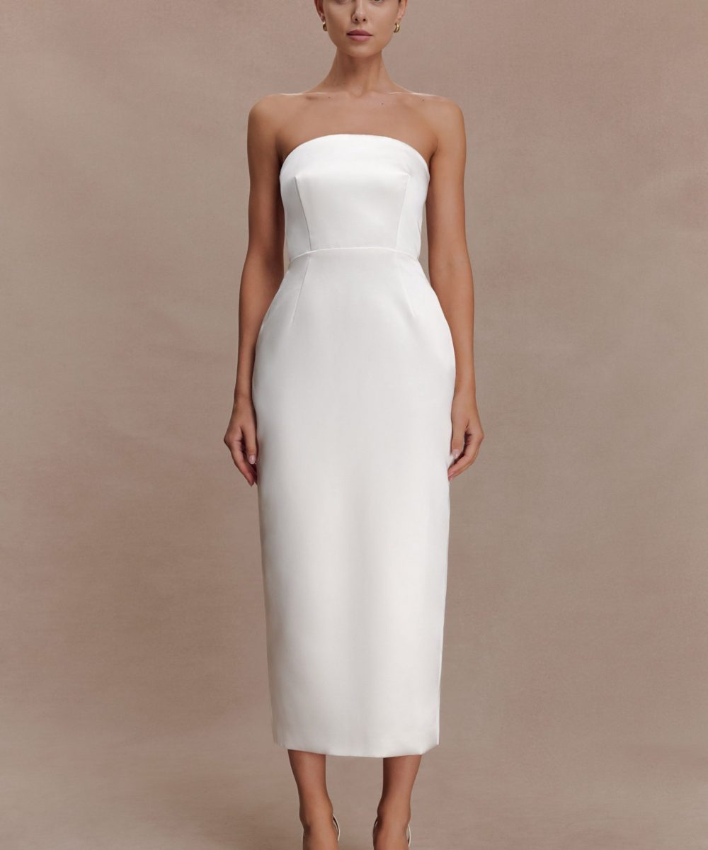 Ophelia Peplum Satin Maxi Dress - Ivory