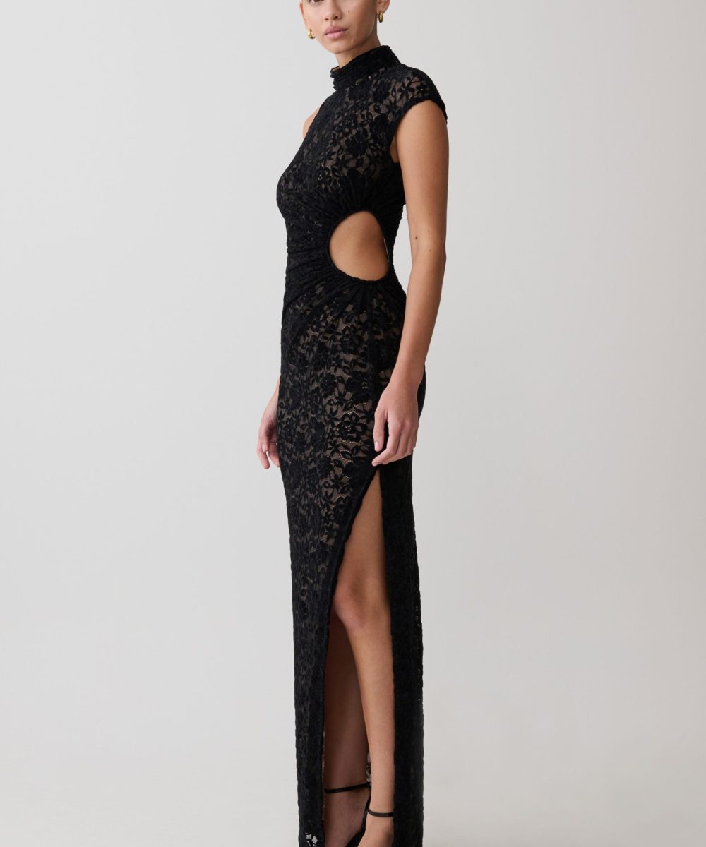 Trinh One Shoulder Maxi Dress - Black