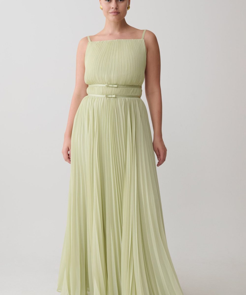Clarisse Pleated Maxi Dress - Sage