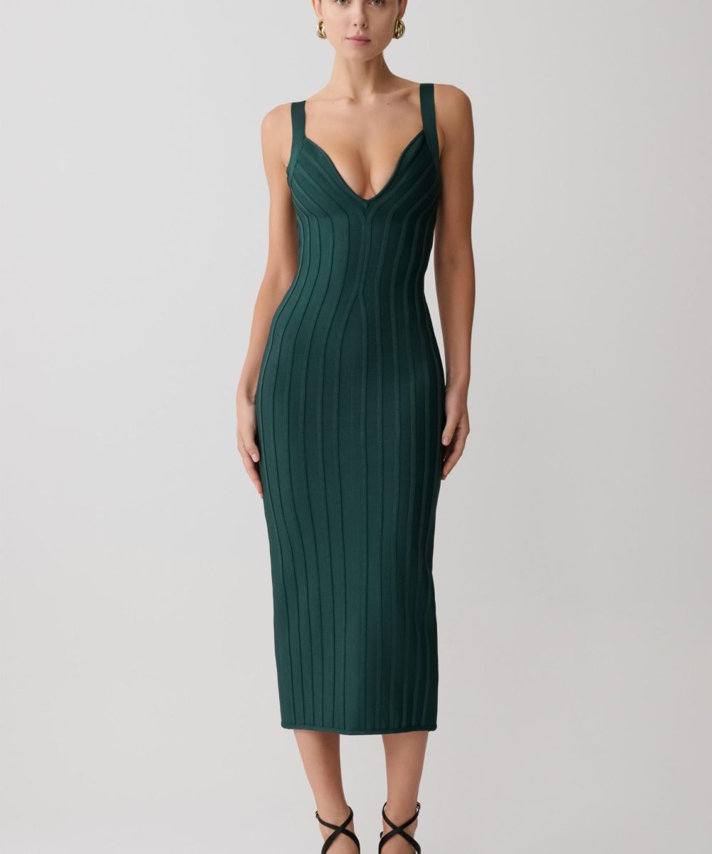 Gia Bandage Knit Midi Dress - Teal