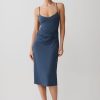 Vina Gathered Jersey Midi Dress - Ink Blue