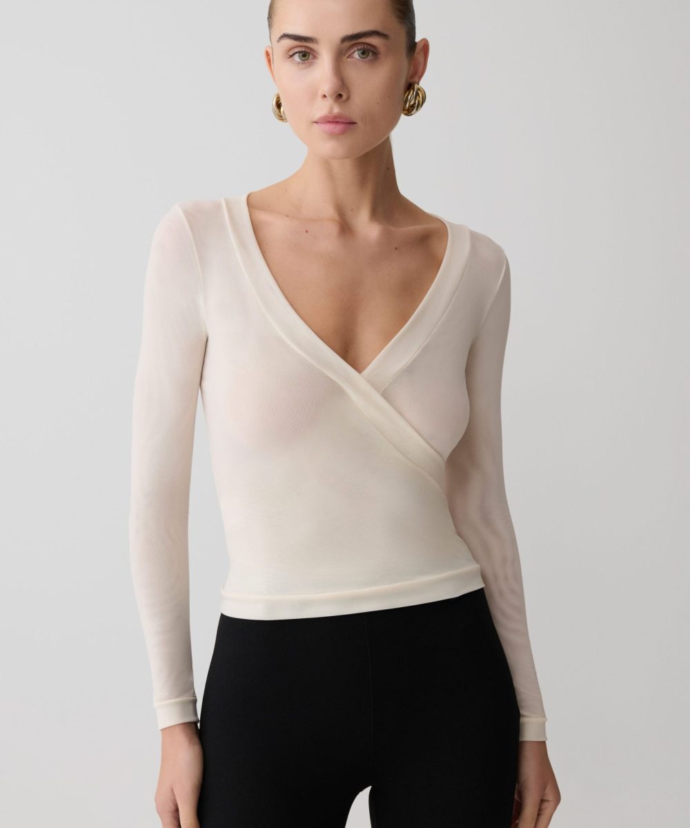 Lumi Long Sleeve Mesh Top - Bone