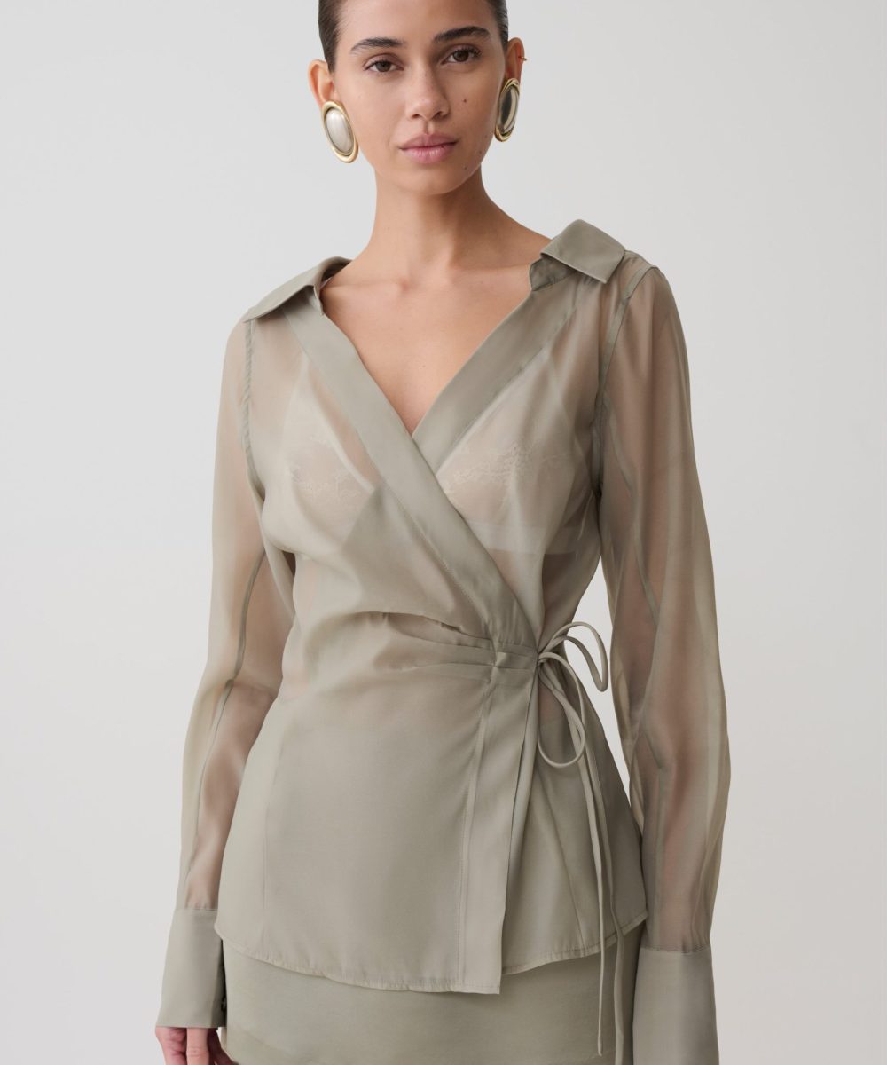 Frankie Organza Cross Over Shirt - Smoke