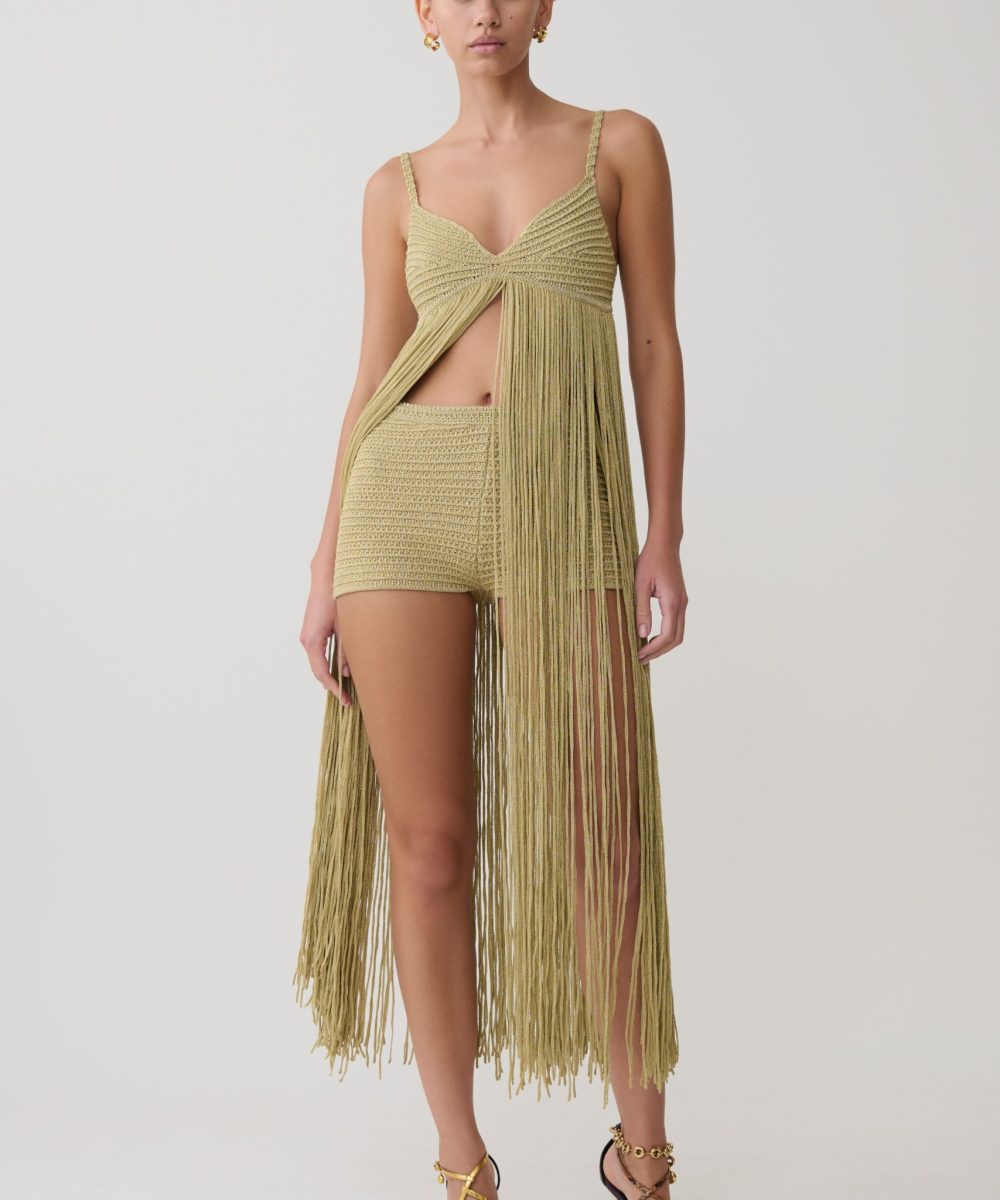 Renee Lurex Crochet Maxi Dress - Gold