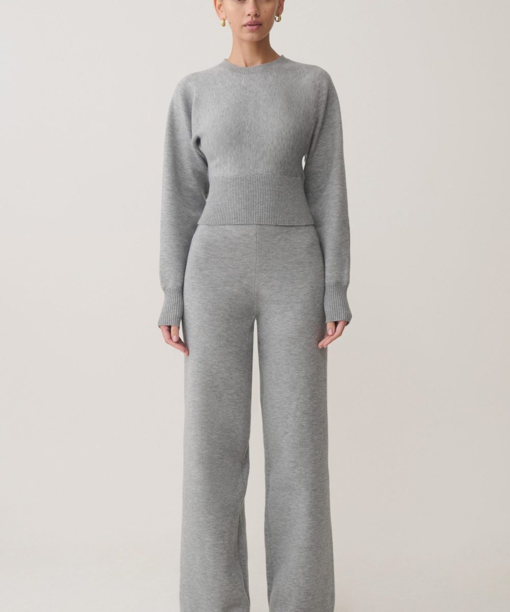 Kerrymae Straight Leg Knit Pants - Grey Marle