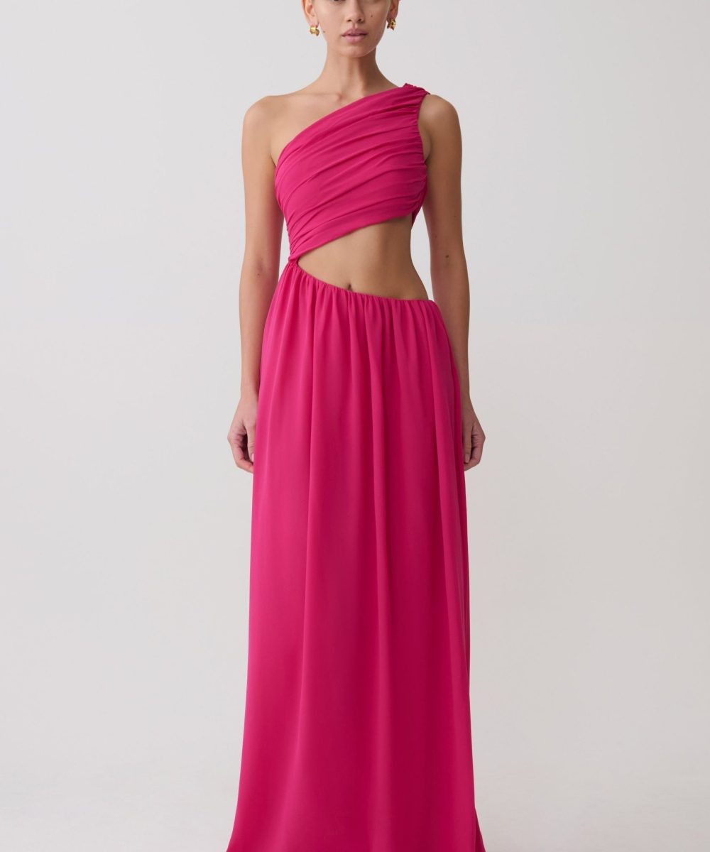 Aria Chiffon Cut Out Maxi Dress - Fuchsia