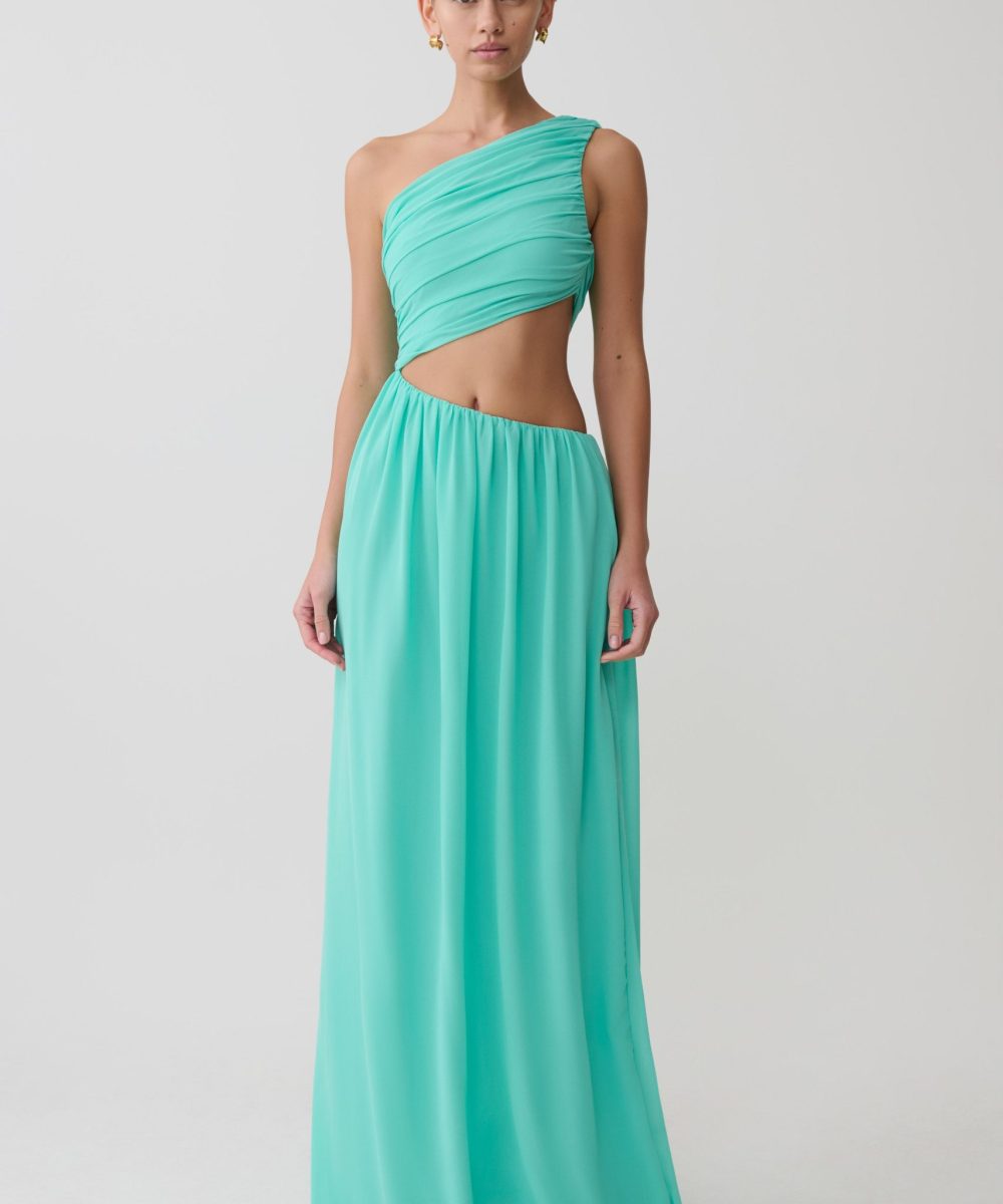 Aria Chiffon Cut Out Maxi Dress - Lagoon