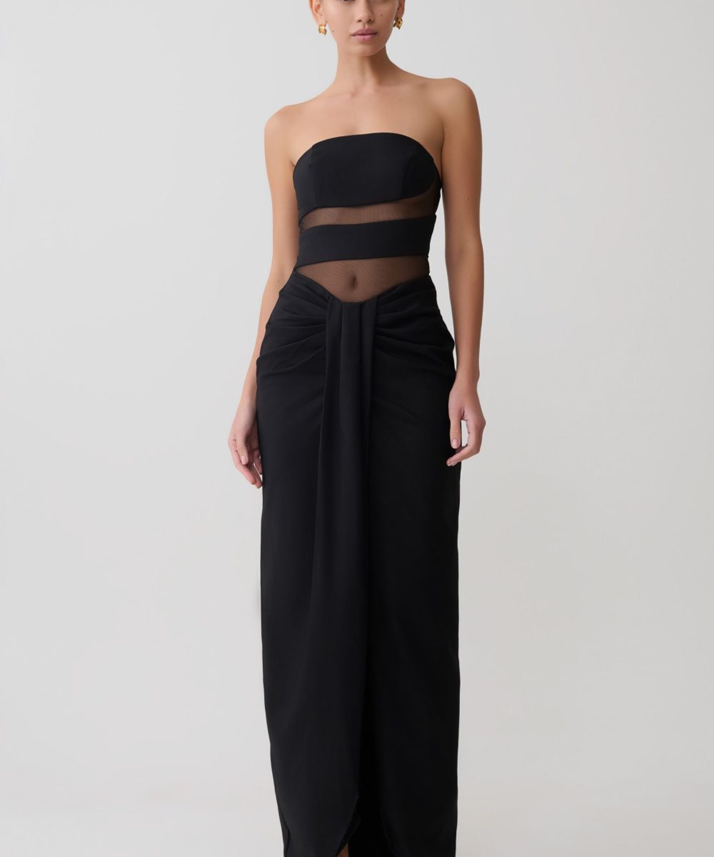 Paulina Cut Out Strapless Maxi Dress - Black