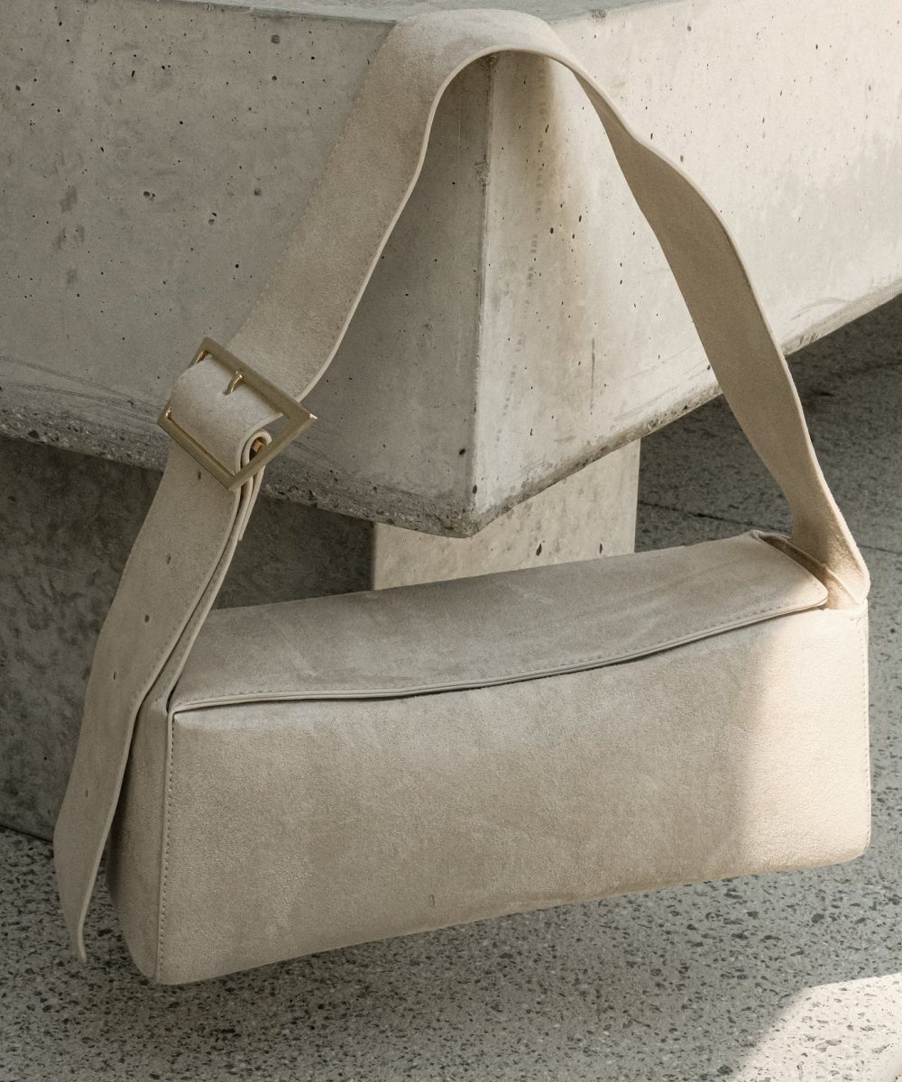 Maria Faux Suede Shoulder Bag - Stone
