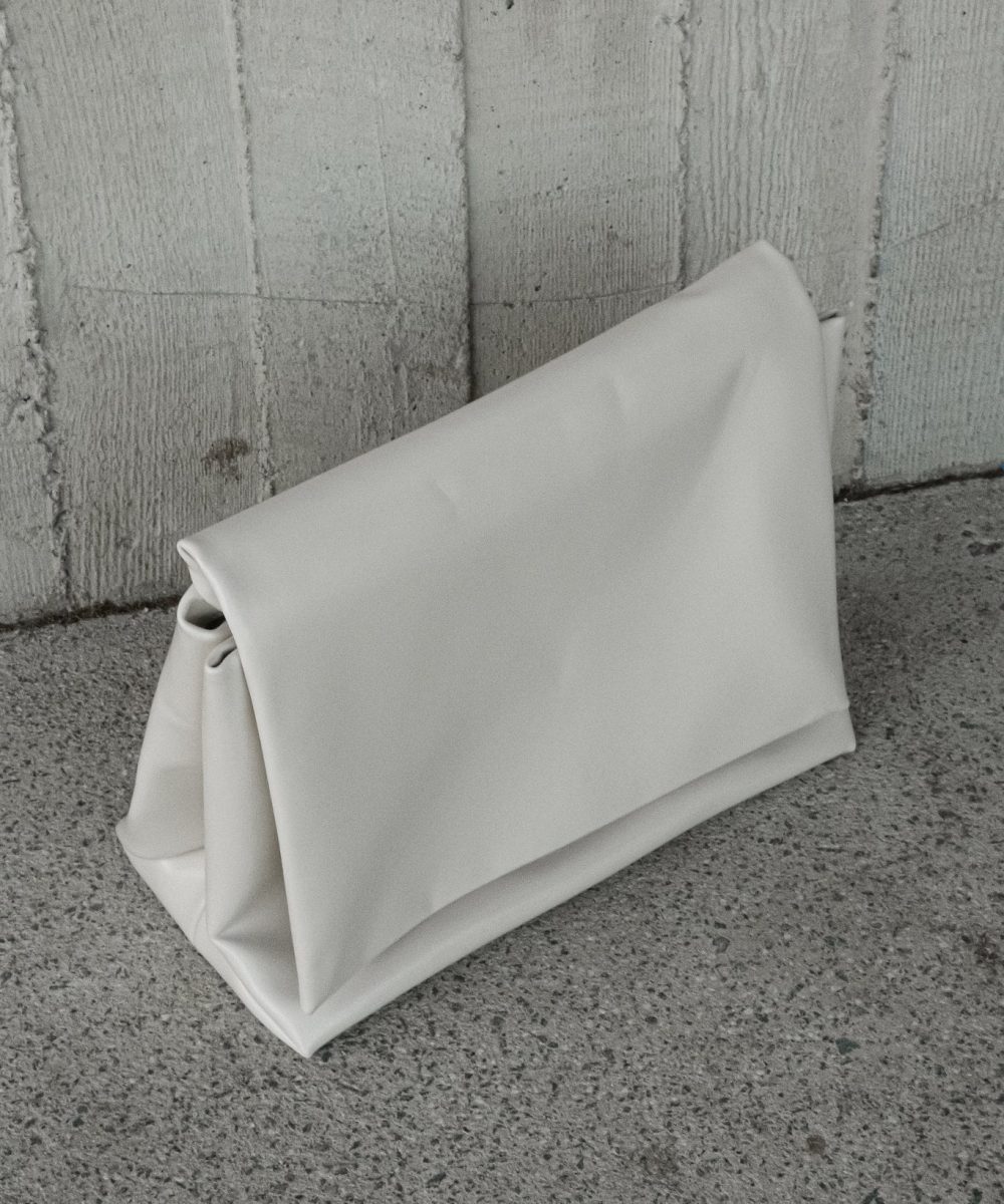 Kiera Faux Leather Oversized Clutch - Ivory
