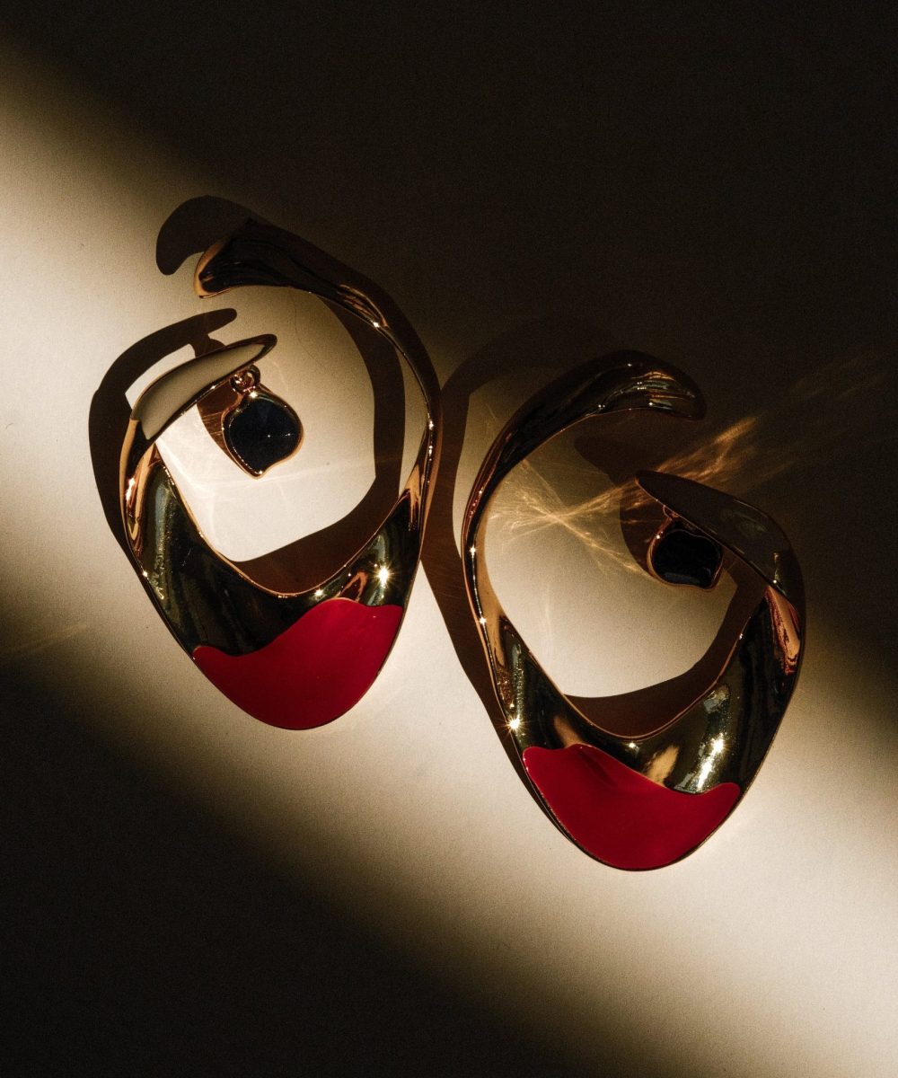 Marna Large Hoop Earrings With Stones - Gold