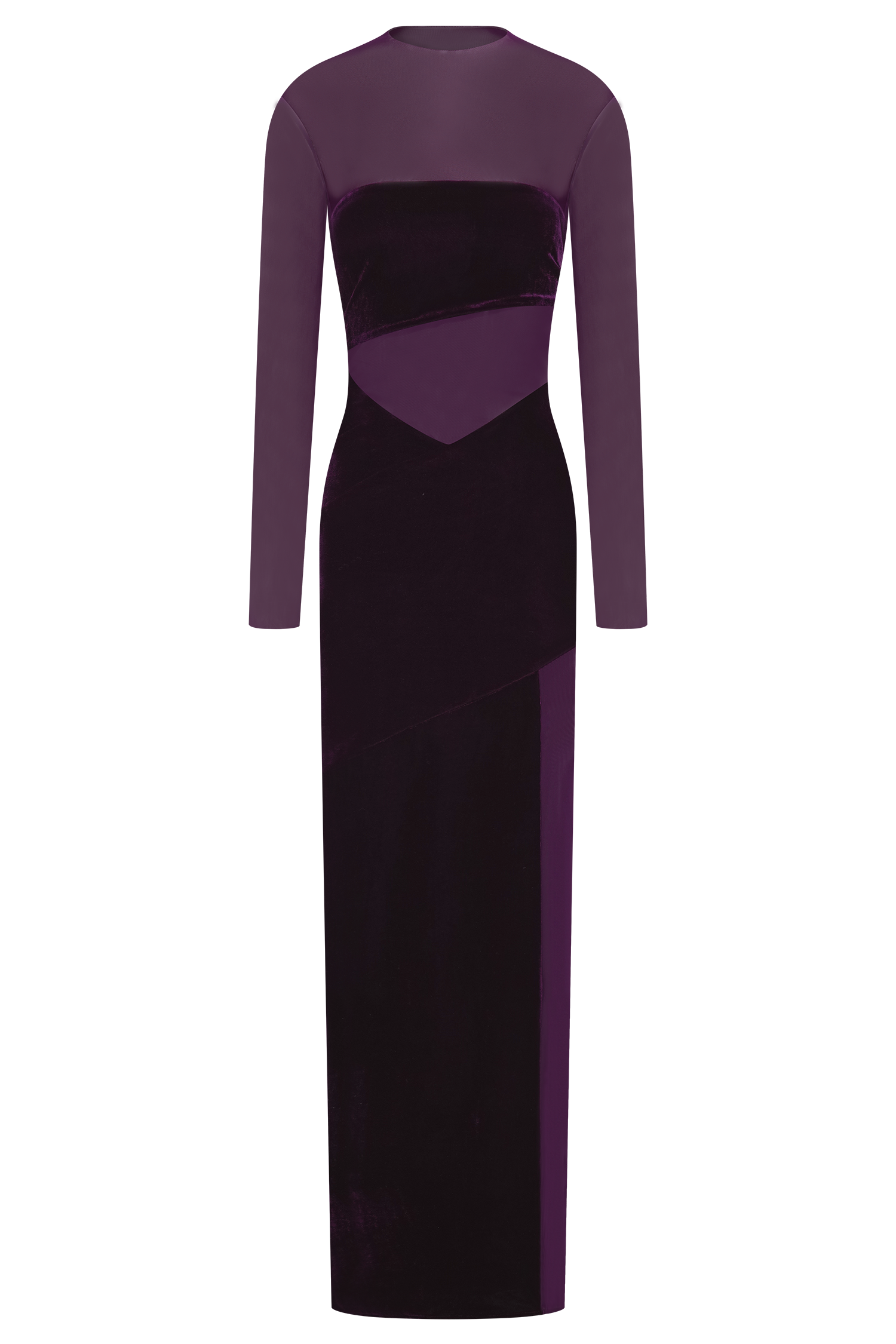 GHOST-DavinaVelvetAndMeshMaxiDress-Purple1.png