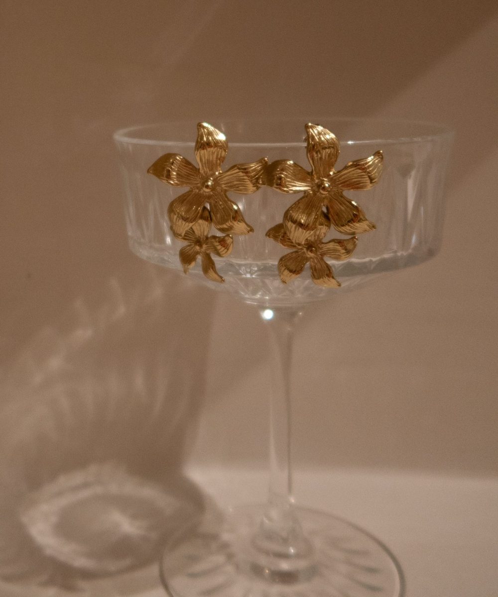 Infatuated Drop Flower Earrings - Gold