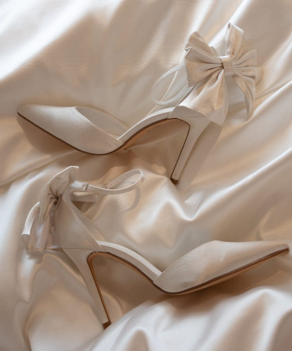 Charmed Satin Bow Heel - White