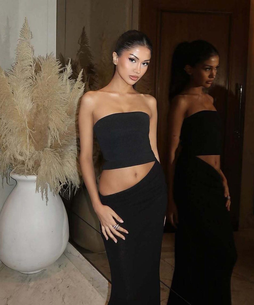 Jasiel Strapless Knit Maxi Dress - Black