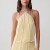 Georgia Panelled Halter Sleeveless Top - Butter