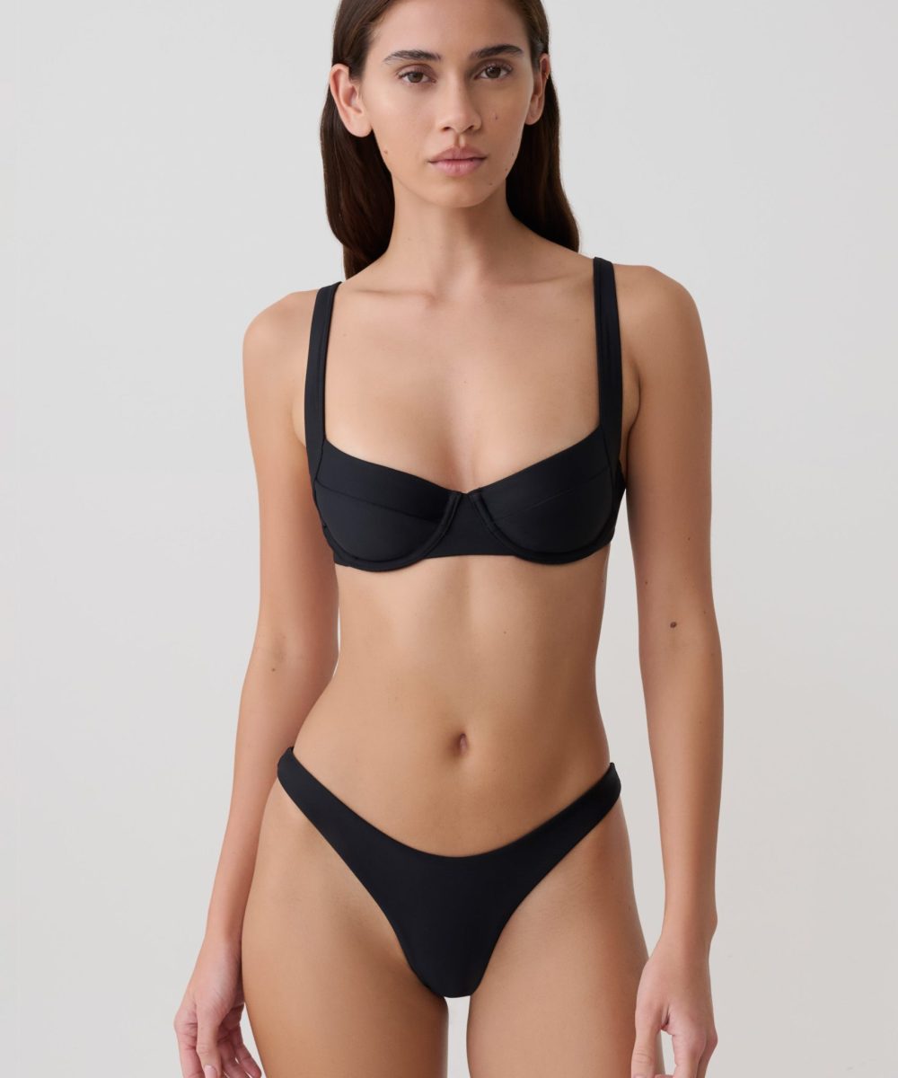 Abra Underwire Apex Bikini Top - Black