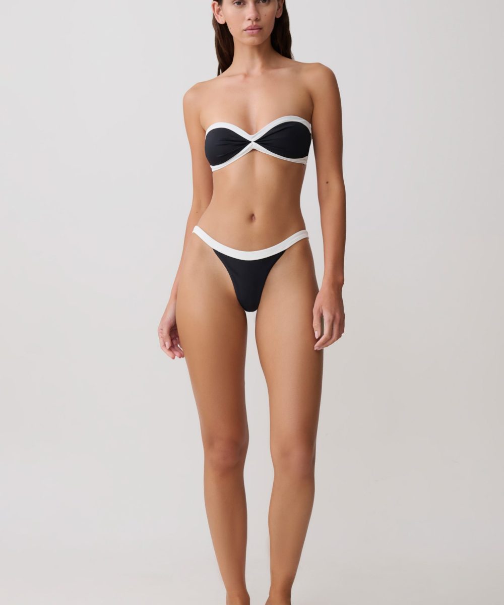 Isla Thong Bikini Bottom - Black/White