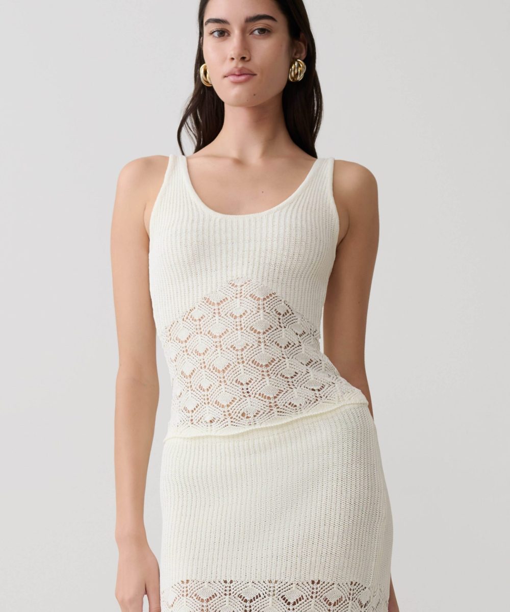 Atlantis Crochet Knit Top - White